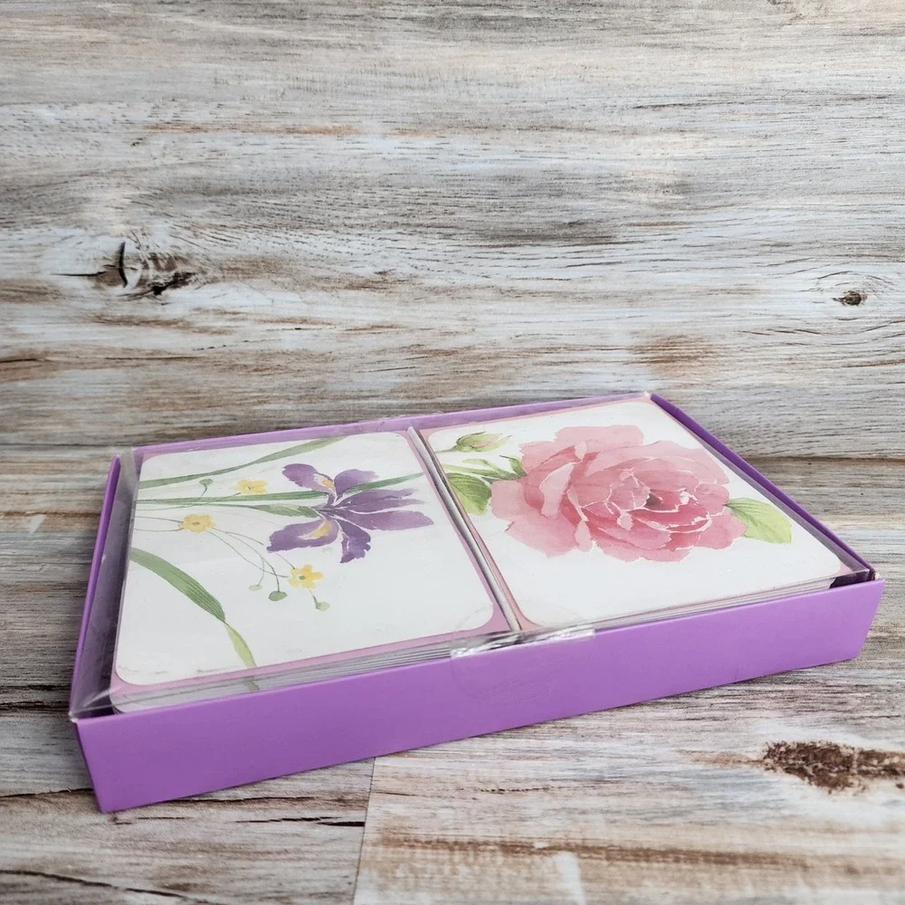 American Greetings 50ct Floral Note Cards Watercolor Rose Iris Stationery Set
